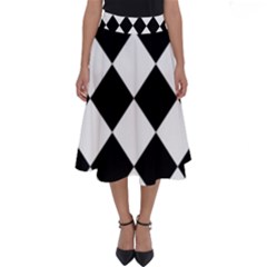 Grid Domino Bank And Black Perfect Length Midi Skirt