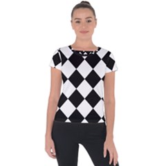 Grid Domino Bank And Black Short Sleeve Sports Top 