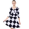 Grid Domino Bank And Black Quarter Sleeve Front Wrap Dress	 View1