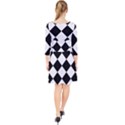 Grid Domino Bank And Black Quarter Sleeve Front Wrap Dress	 View2