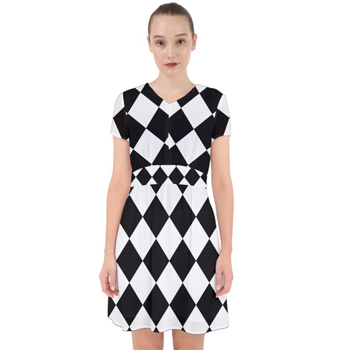 Grid Domino Bank And Black Adorable in Chiffon Dress