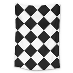 Grid Domino Bank And Black Large Tapestry