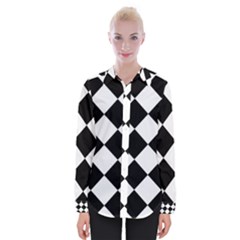 Grid Domino Bank And Black Womens Long Sleeve Shirt