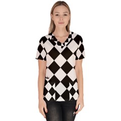 Grid Domino Bank And Black Scrub Top