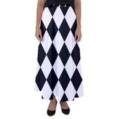 Grid Domino Bank And Black Flared Maxi Skirt