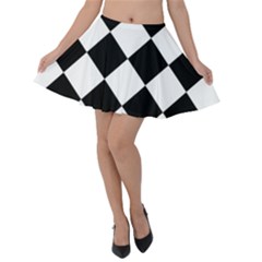 Grid Domino Bank And Black Velvet Skater Skirt