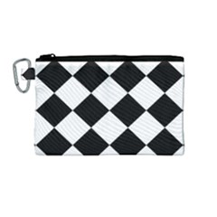 Grid Domino Bank And Black Canvas Cosmetic Bag (Medium)