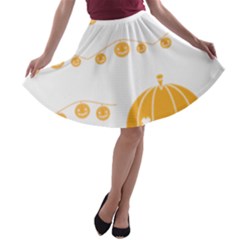 Pumpkin Halloween Deco Garland A-line Skater Skirt