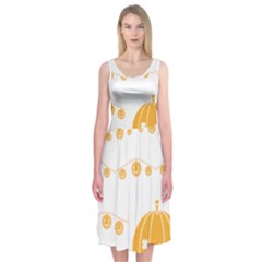 Pumpkin Halloween Deco Garland Midi Sleeveless Dress by BangZart