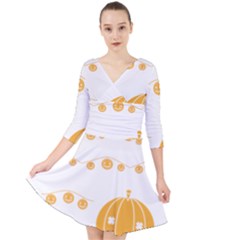 Pumpkin Halloween Deco Garland Quarter Sleeve Front Wrap Dress	 by BangZart