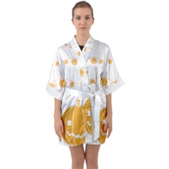 Pumpkin Halloween Deco Garland Quarter Sleeve Kimono Robe by BangZart