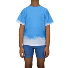 Sky Blue Blue Sky Clouds Day Kids  Short Sleeve Swimwear by BangZart