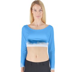 Sky Blue Blue Sky Clouds Day Long Sleeve Crop Top by BangZart