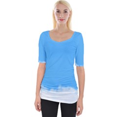 Sky Blue Blue Sky Clouds Day Wide Neckline Tee