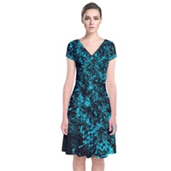 Blue Splash Short Sleeve Front Wrap Dress by berwies