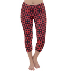 Abstract Background Red Black Capri Winter Leggings  by BangZart