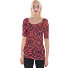 Abstract Background Red Black Wide Neckline Tee