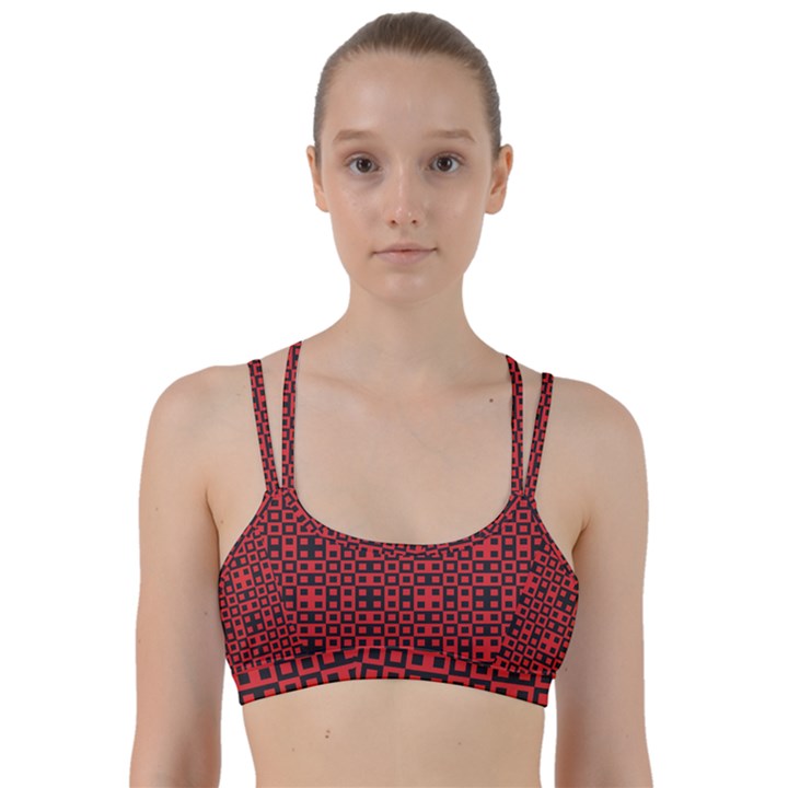 Abstract Background Red Black Line Them Up Sports Bra