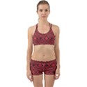 Abstract Background Red Black Back Web Sports Bra Set View1