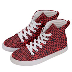 Abstract Background Red Black Men s Hi-top Skate Sneakers