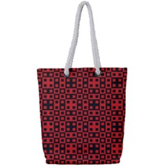 Abstract Background Red Black Full Print Rope Handle Tote (small)