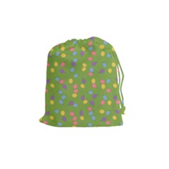 Balloon Grass Party Green Purple Drawstring Pouches (medium)  by BangZart