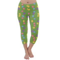 Balloon Grass Party Green Purple Capri Winter Leggings  by BangZart