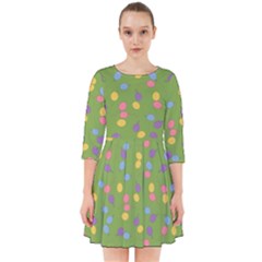 Balloon Grass Party Green Purple Smock Dress