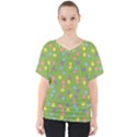 Balloon Grass Party Green Purple V-Neck Dolman Drape Top View1