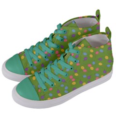 Balloon Grass Party Green Purple Women s Mid-top Canvas Sneakers