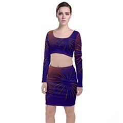 Sylvester New Year S Day Year Party Long Sleeve Crop Top & Bodycon Skirt Set