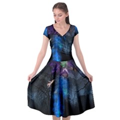 Magical Fantasy Wild Darkness Mist Cap Sleeve Wrap Front Dress by BangZart