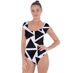 Template Black Triangle Short Sleeve Leotard  by BangZart