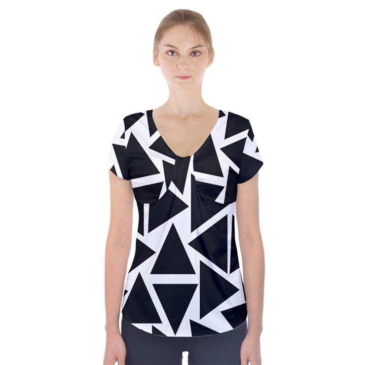 Template Black Triangle Short Sleeve Front Detail Top