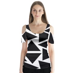 Template Black Triangle Butterfly Sleeve Cutout Tee 