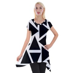 Template Black Triangle Short Sleeve Side Drop Tunic by BangZart