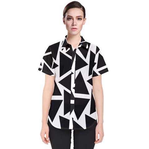 Template Black Triangle Women s Short Sleeve Shirt by BangZart