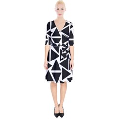 Template Black Triangle Wrap Up Cocktail Dress