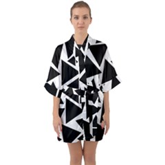 Template Black Triangle Quarter Sleeve Kimono Robe