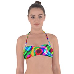 Digital Multicolor Colorful Curves Halter Bandeau Bikini Top by BangZart