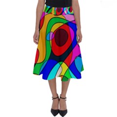 Digital Multicolor Colorful Curves Perfect Length Midi Skirt