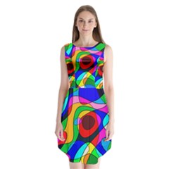 Digital Multicolor Colorful Curves Sleeveless Chiffon Dress   by BangZart