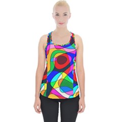 Digital Multicolor Colorful Curves Piece Up Tank Top