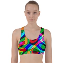 Digital Multicolor Colorful Curves Back Weave Sports Bra by BangZart