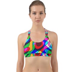 Digital Multicolor Colorful Curves Back Web Sports Bra