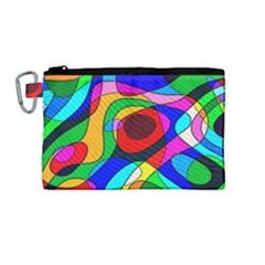 Digital Multicolor Colorful Curves Canvas Cosmetic Bag (medium)