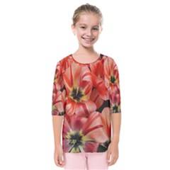 Tulips Flowers Spring Kids  Quarter Sleeve Raglan Tee