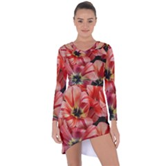 Tulips Flowers Spring Asymmetric Cut-out Shift Dress by BangZart