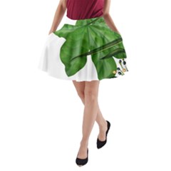 Plant Berry Leaves Green Flower A-line Pocket Skirt by BangZart