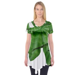 Plant Berry Leaves Green Flower Short Sleeve Tunic  by BangZart